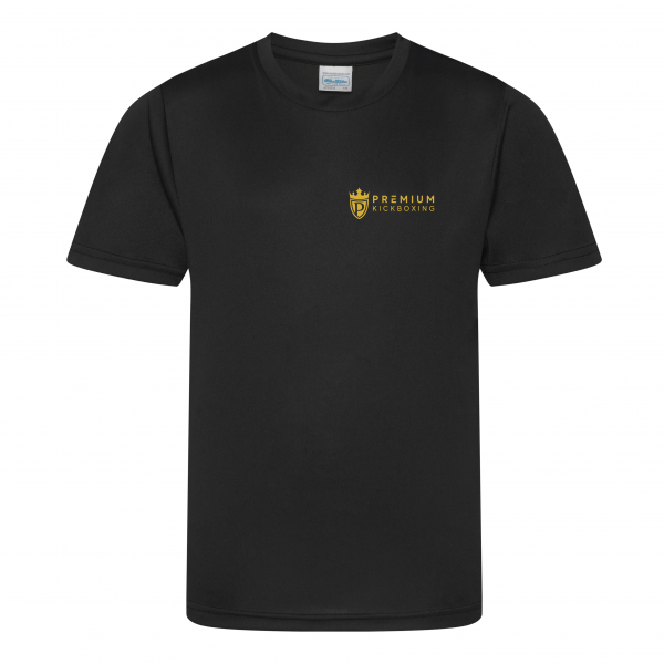 Premium Kickboxing T-shirt Polyester zwart voorkant